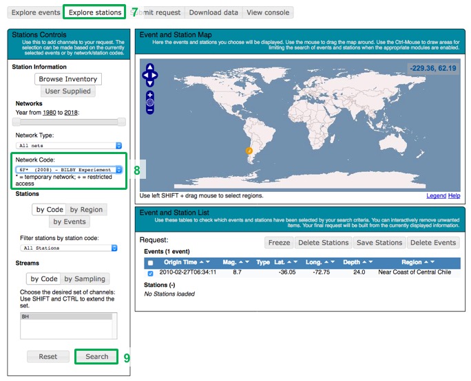 First screen shot for station selection