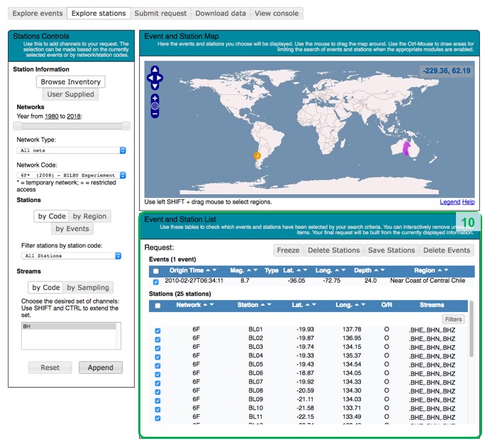First screen shot for station selection