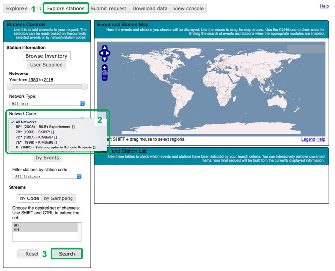 First screen shot for station selection