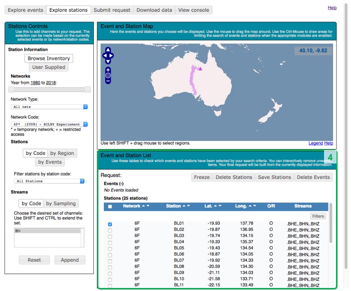 First screen shot for station selection