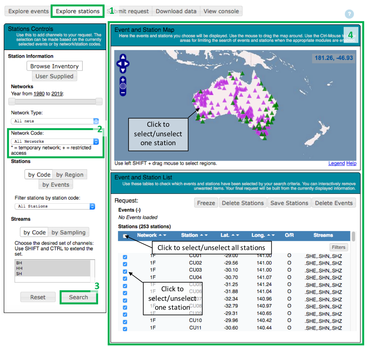 First screen shot for metadata selection
