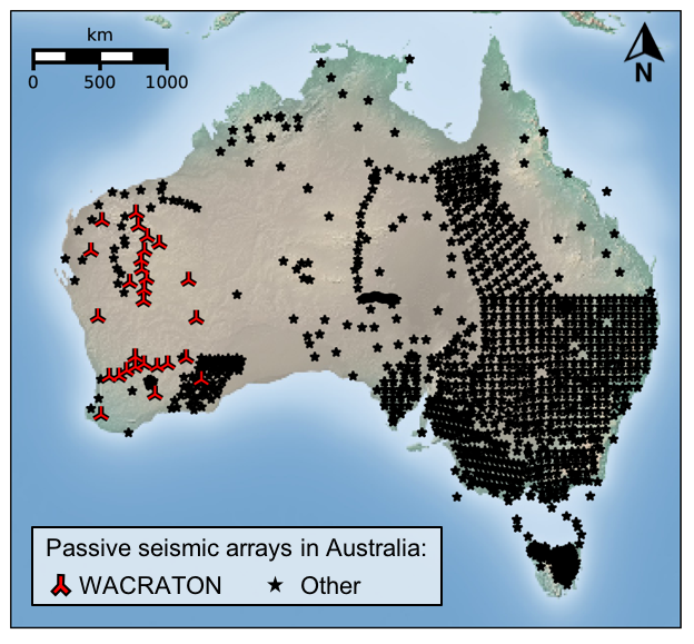 Map of the WACRATON seismic array